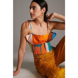 Anthropologie Plenty by Tracy Reese Colorful Colorblock Tie Strap Crop Cami